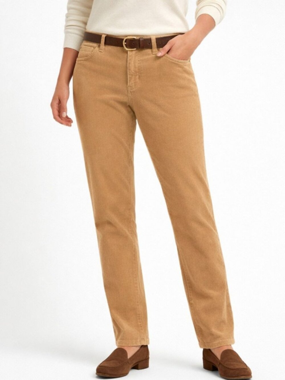 Talbots Heritage Corduroy Pants Womens Size 12 Tan Straight Leg Stretch